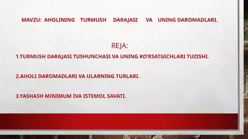 Aholining turmush darajasi 2