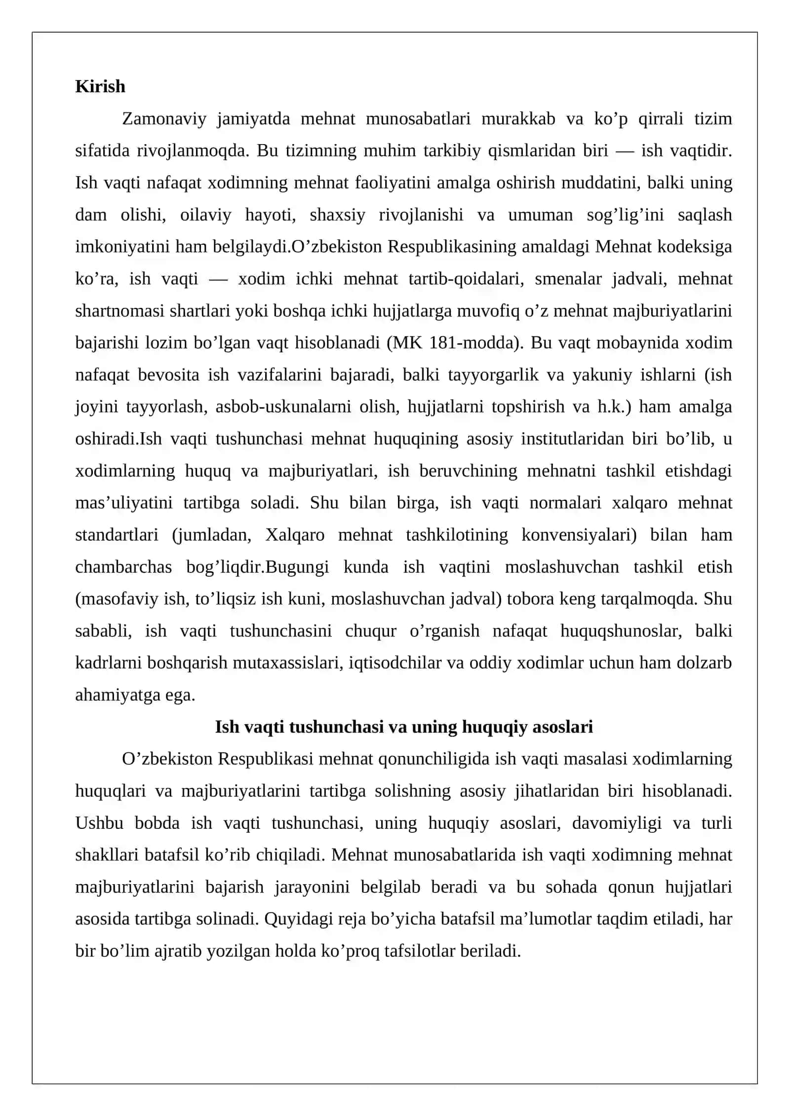Ish vaqti tushunchasi 2