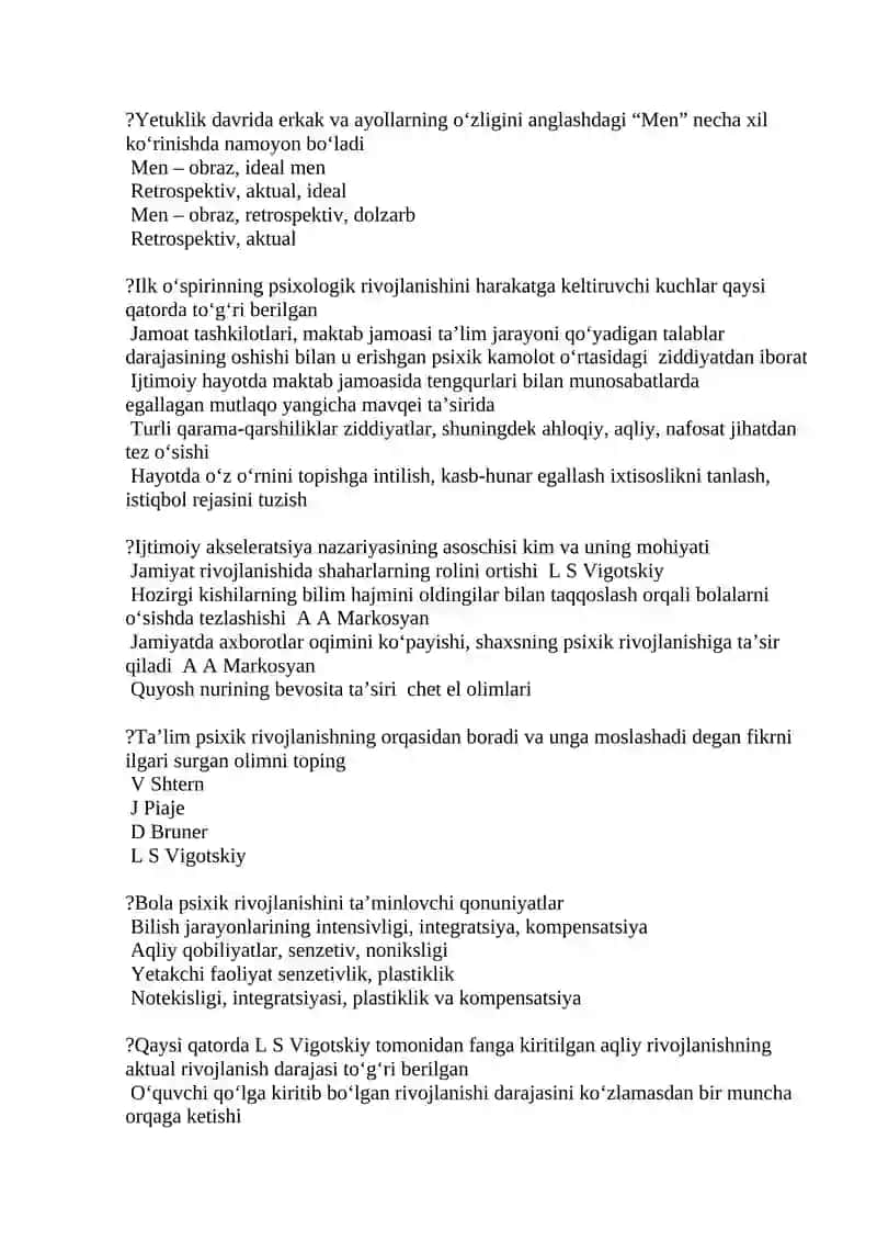 Yosh davrlar psixologiyasi 2
