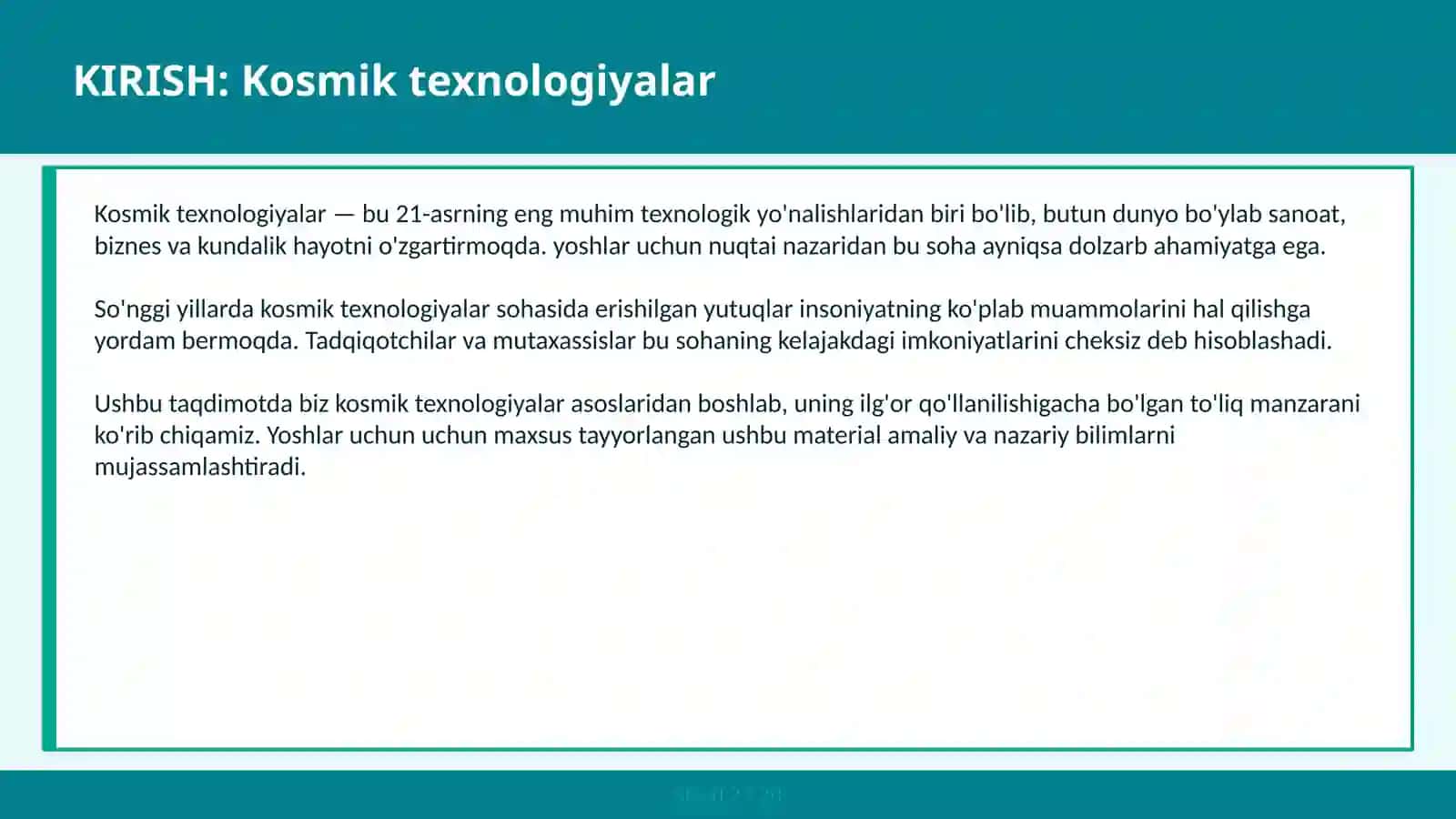 Kosmik texnologiyalar 2