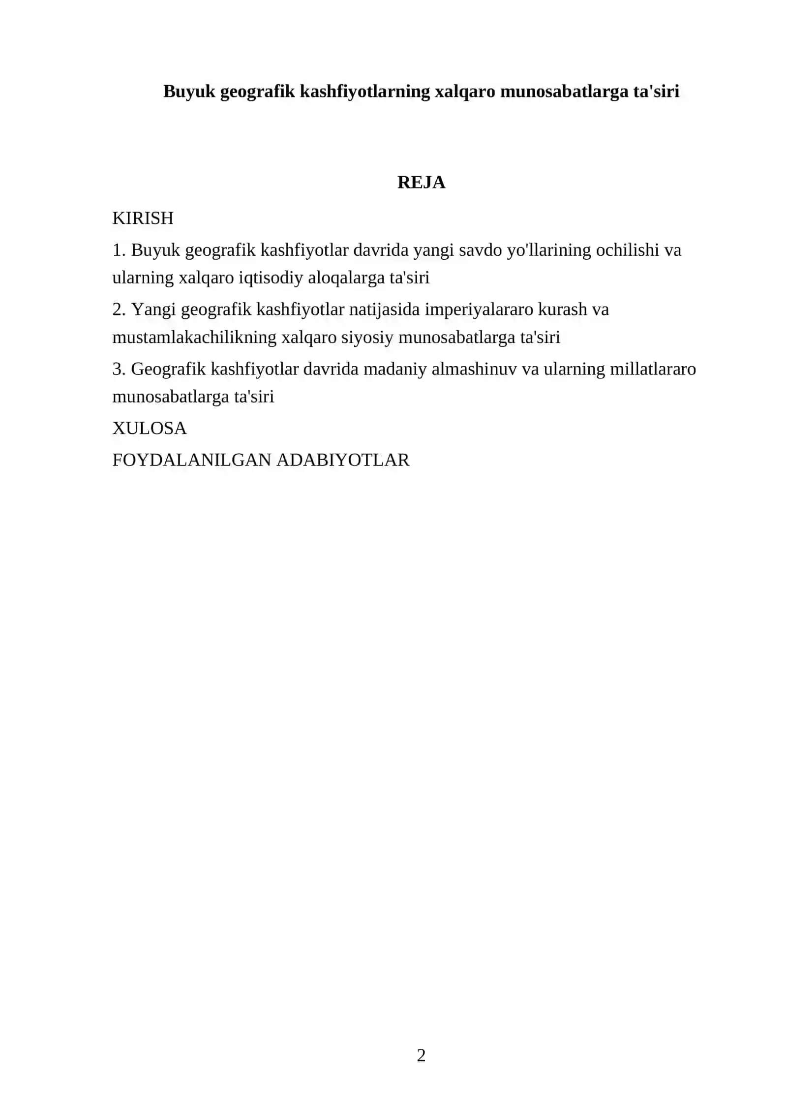 Buyuk geografik kashfiyotlarning xalqaro munosabatlarga ta'siri 2