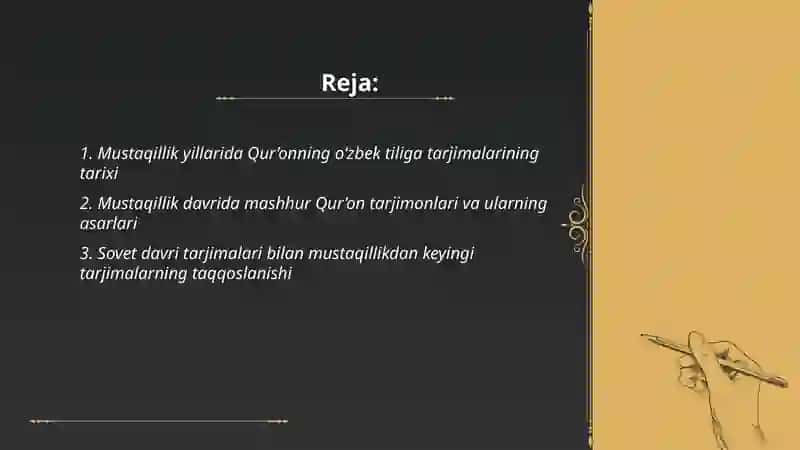 Mustaqillik yillarida Qur’onning o‘zbek tiliga tarjimalarining tarixi 2