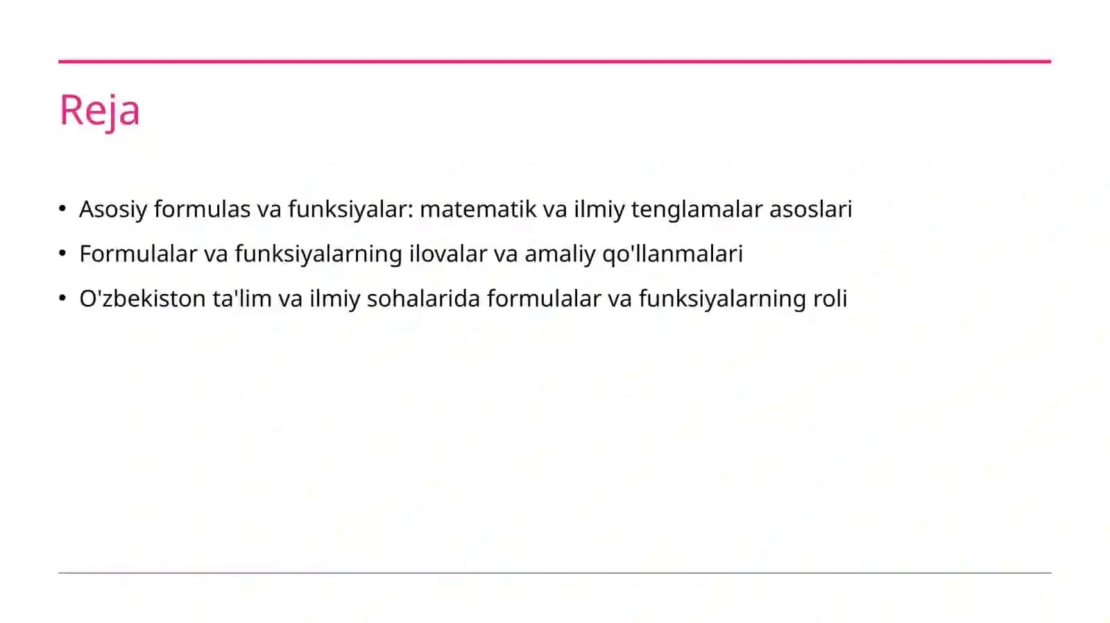 Asosiy formulalar va funksiyalar 2