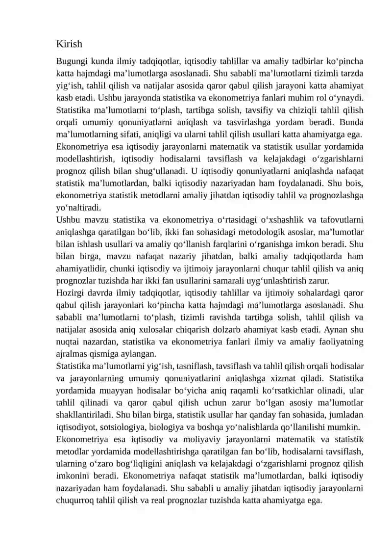 Statistika va ekonometriya 2