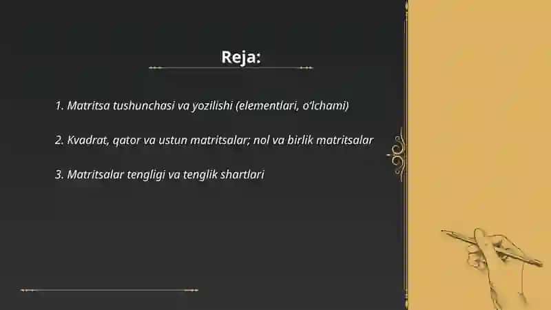 Matritsa haqida tushuncha 2