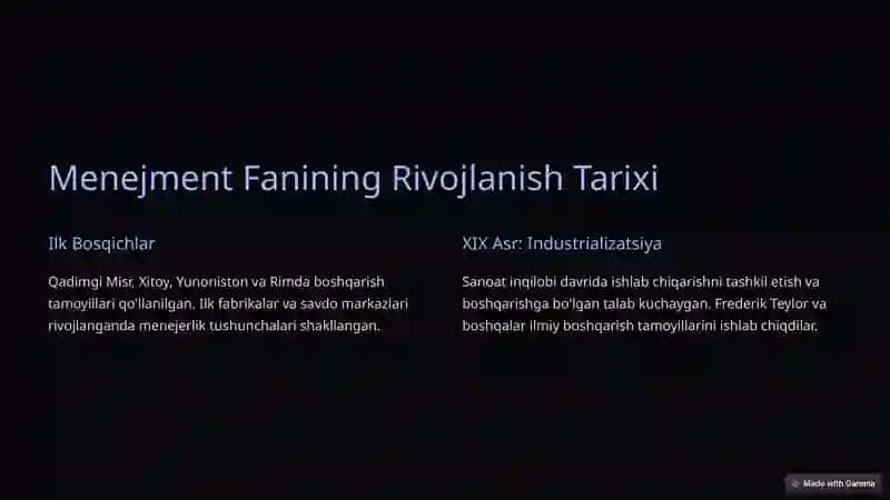 Menejment Fanining Asosiy Tamoyillari 2