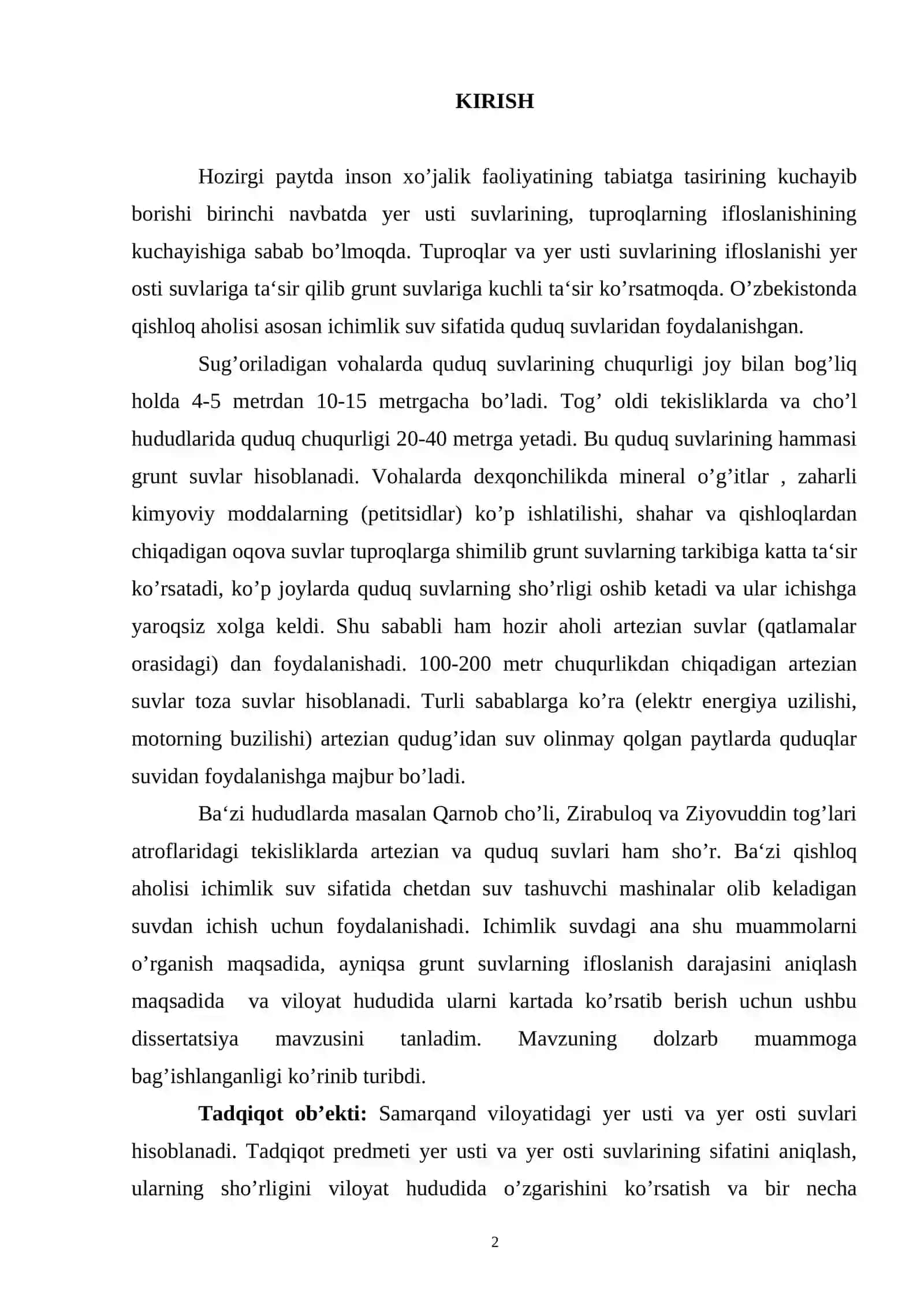 SAMARQAND VA BUXORO O'RTASIDAGI SUV TAQSIMOTIGA TURKISTON MA'MURIYATINING MUNOSABATI 2