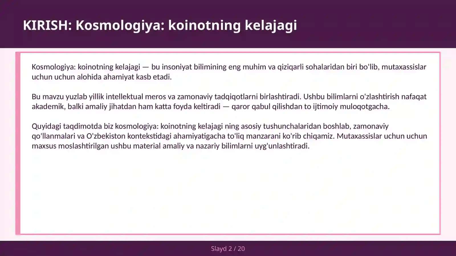 Kosmologiya: koinotning kelajagi 2