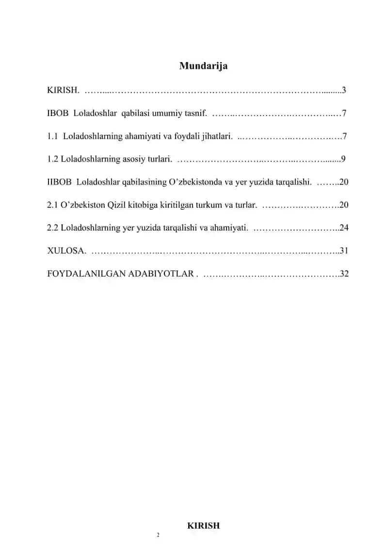 Loladoshlar oilasi kurs ishi botanika 2
