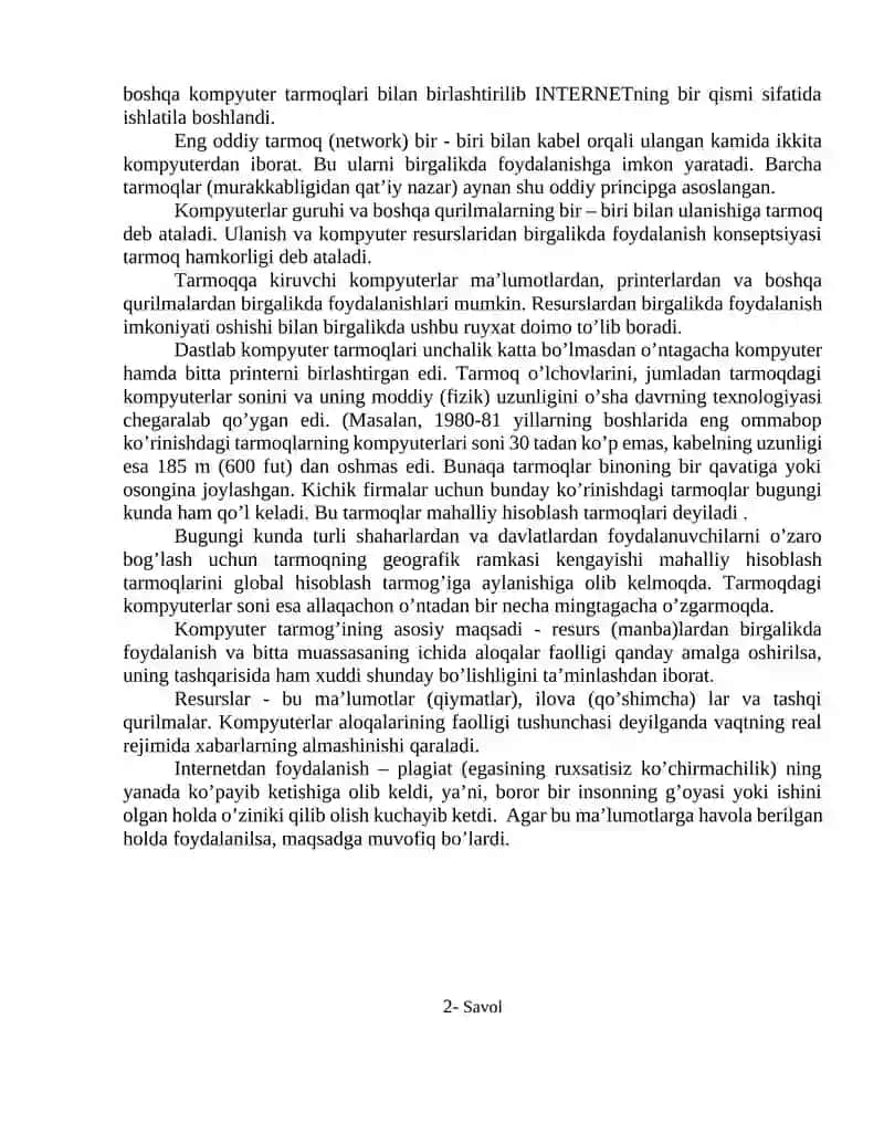 Kompyuter tarmoqlari va ularning mohiyati 2