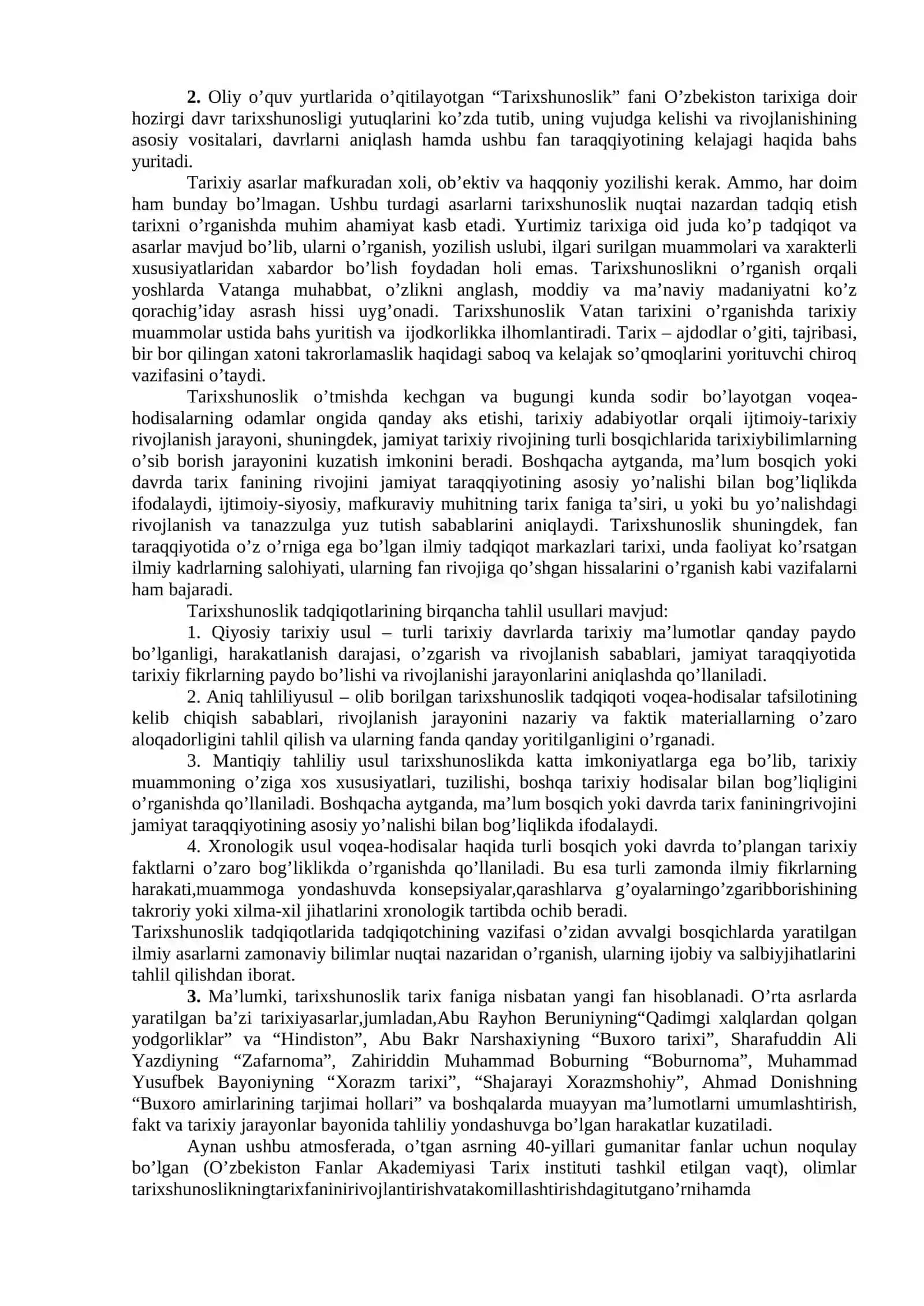 TARIXSHUNOSLIK FANI VA UNING VAZIFALARI 2