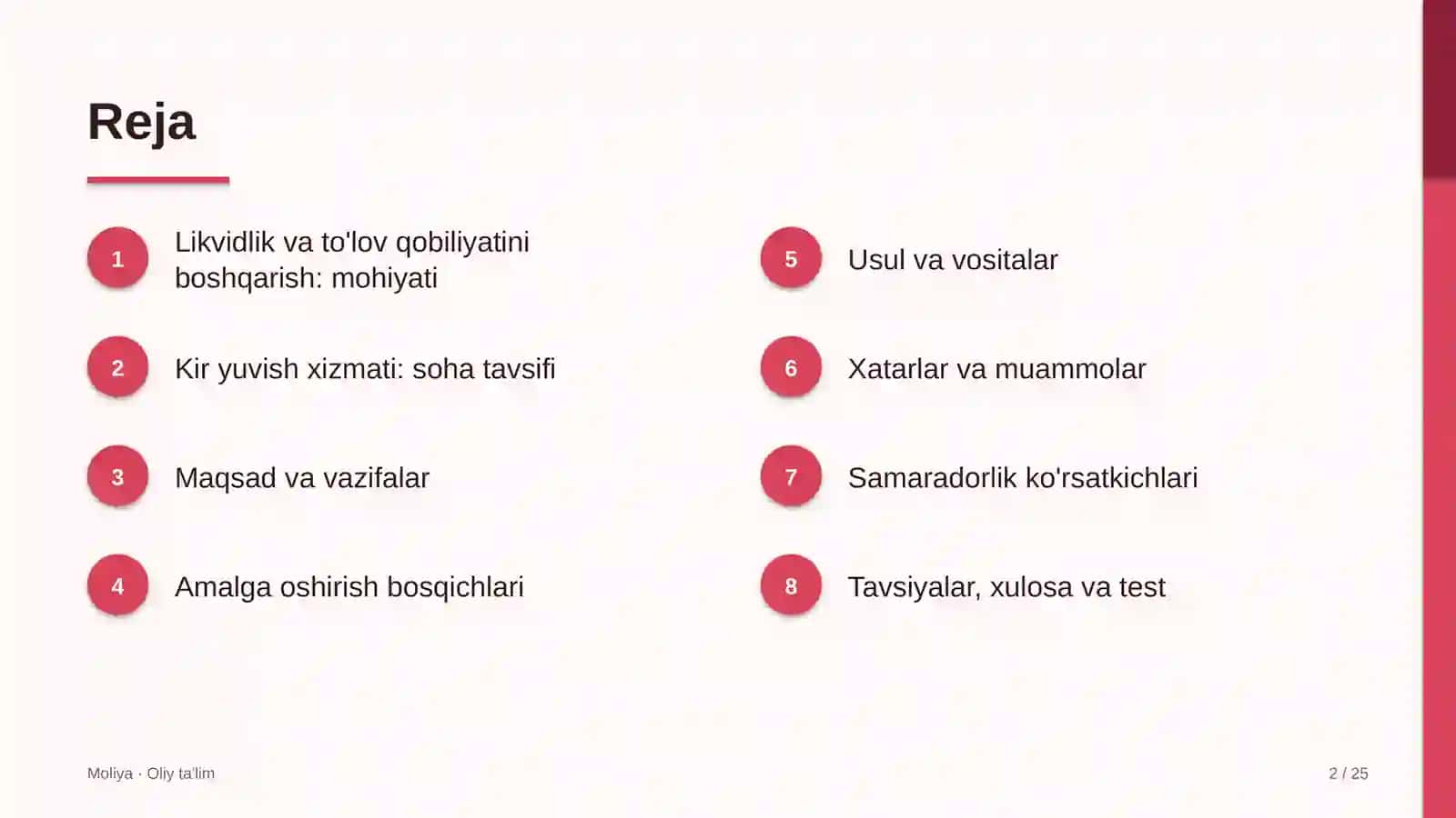 Kir yuvish xizmatida likvidlik va to'lov qobiliyatini boshqarish 2