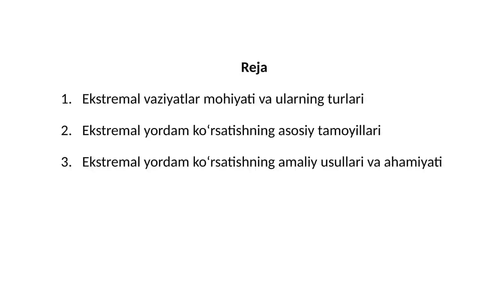 Ekstremal yordam ko‘rsatish tamoyillari 2
