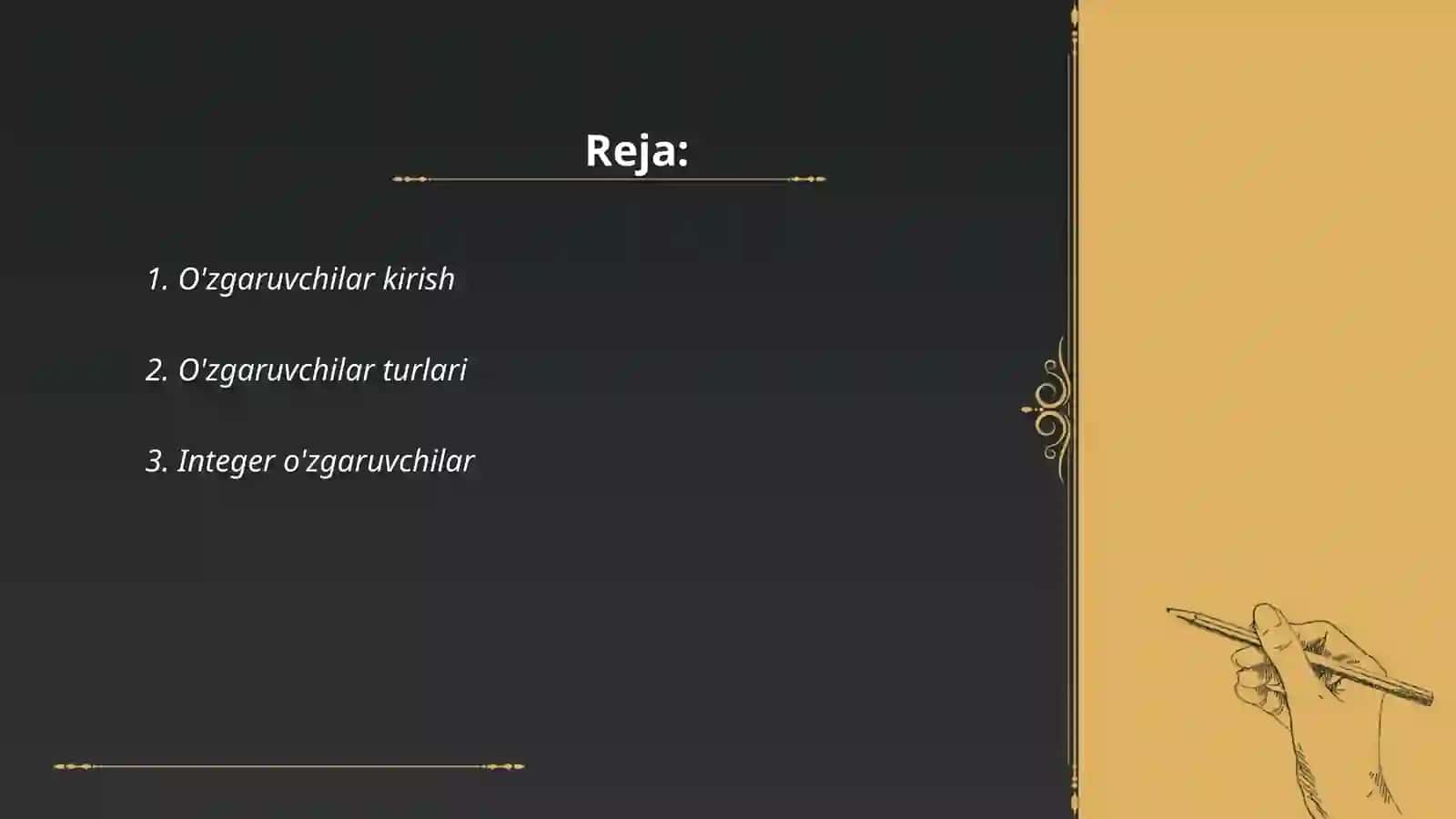 O'zgaruvchilar va ularning turlari 2