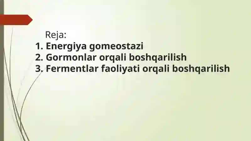 Energiya almashinuvining boshqarilishi 2