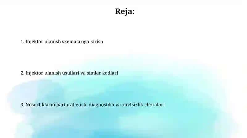 Injektorlar ulanish sxemasi 2