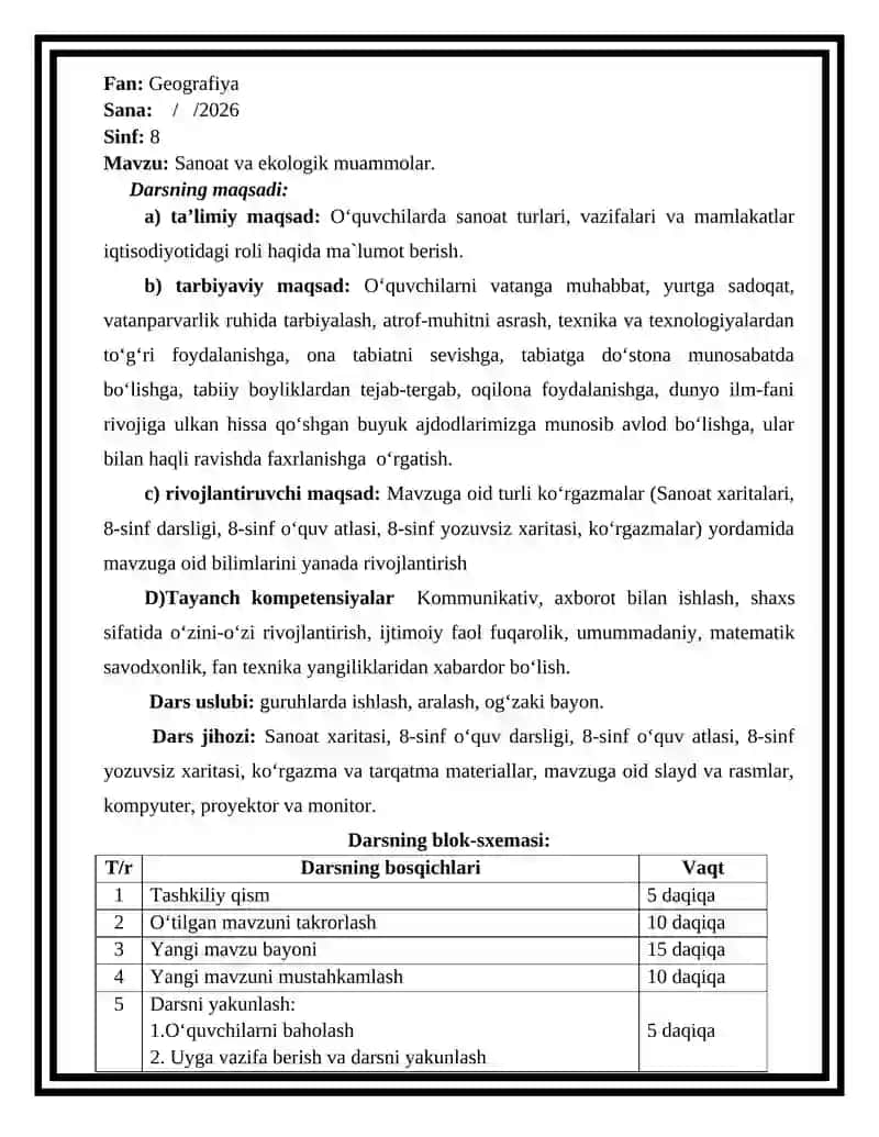 Sanoat va ekologik muammolar. 2