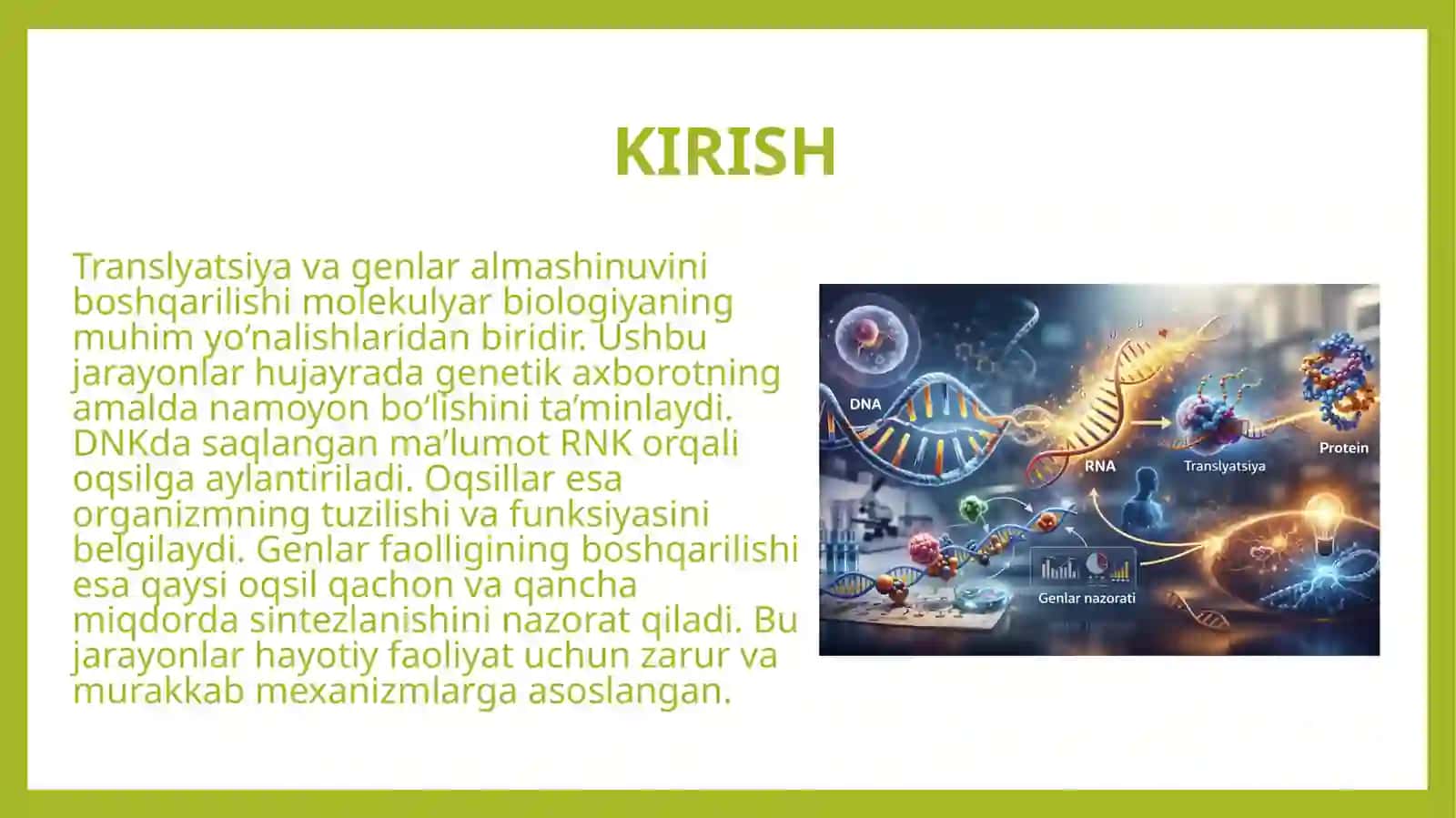 Translyatsiya. Genlar almashinuvini boshqarilishi 2