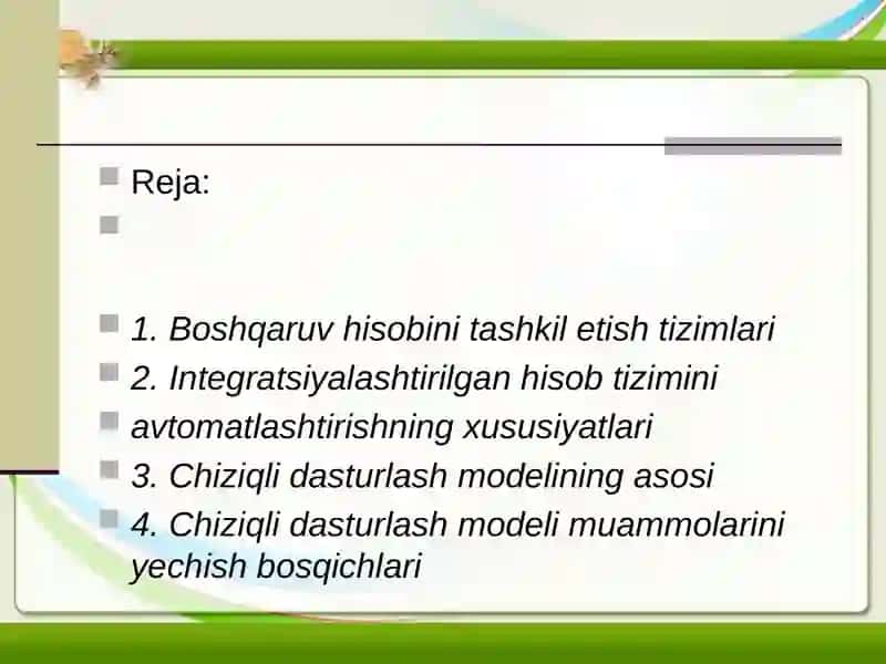 Boshqaruv Xisobini Tashkil Etish 2