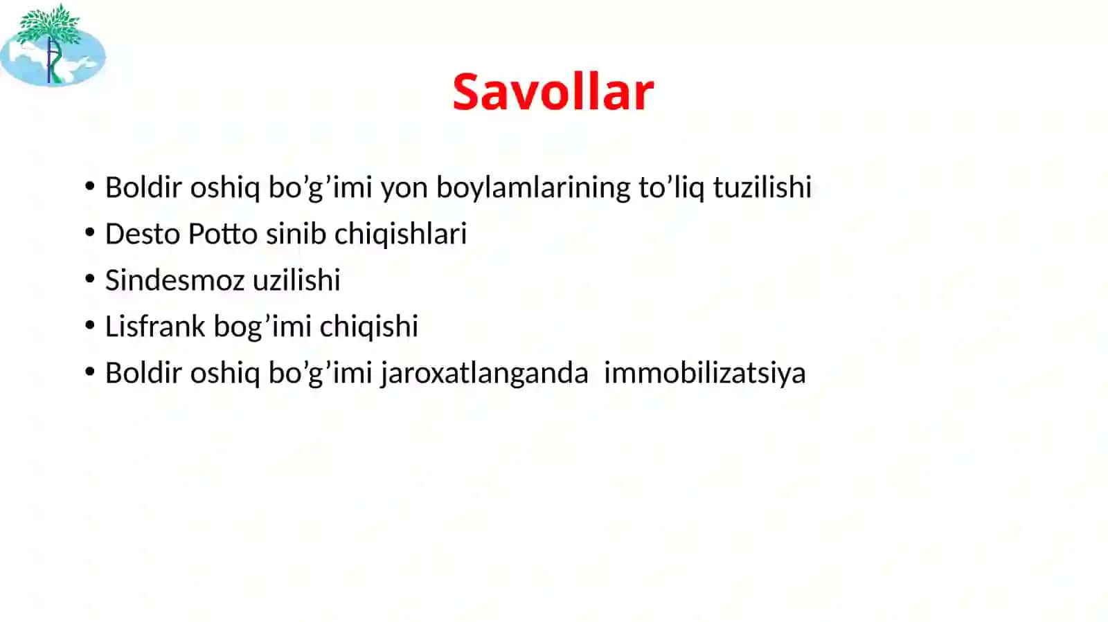 Tizza bo’g’imi shikastlanishlari 2