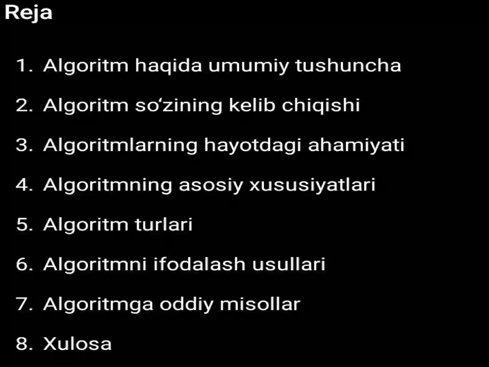 Algoritm tushunchasi 2