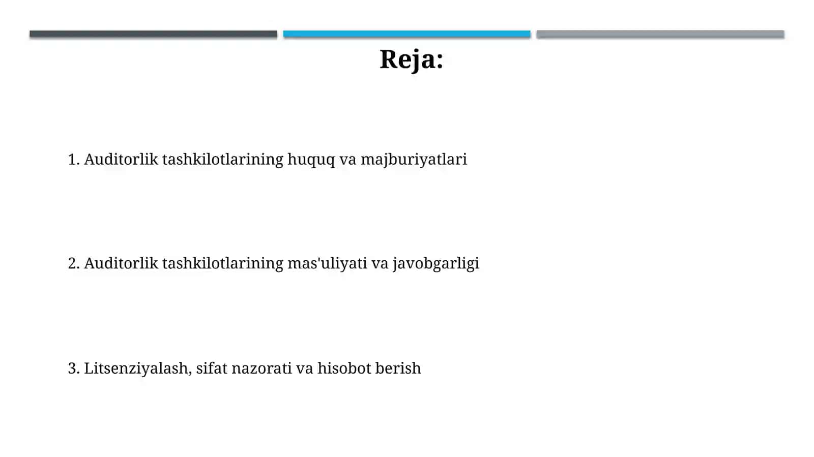 Auditorlik tashkilotlarining huquqlari, majburiyatlari va javobgarliklari 2