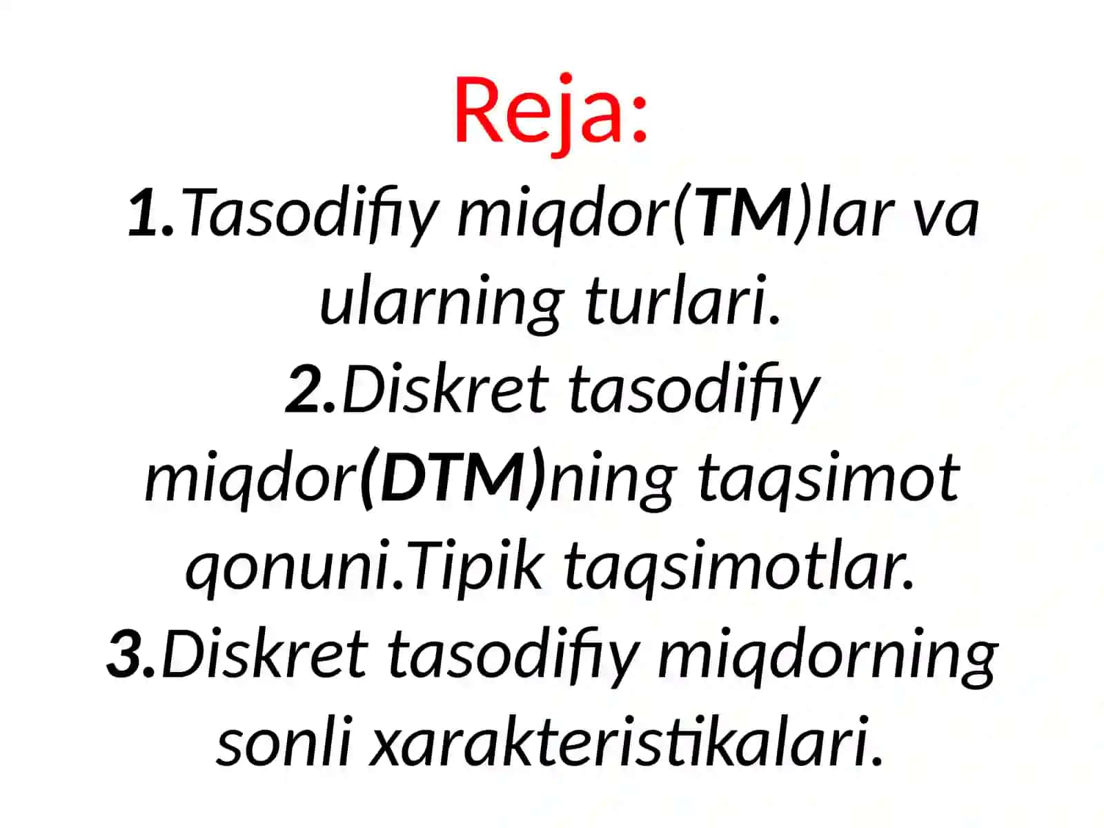 Tasodifiy miqdorlar 2