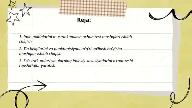 Imloviy savodxonlikni oshirish bòyicha mashqlar ishlab chiqish 2