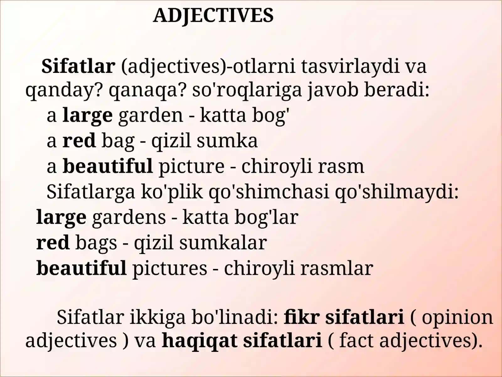 Ingliz tili fanidan tayyorlagan slayd 2