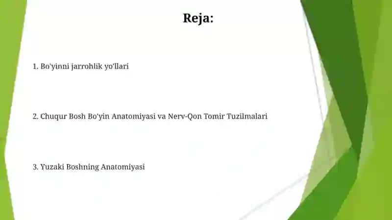 Bo'yin sohasi topografik anatomiyasi va operativ xirurgiyasi 2