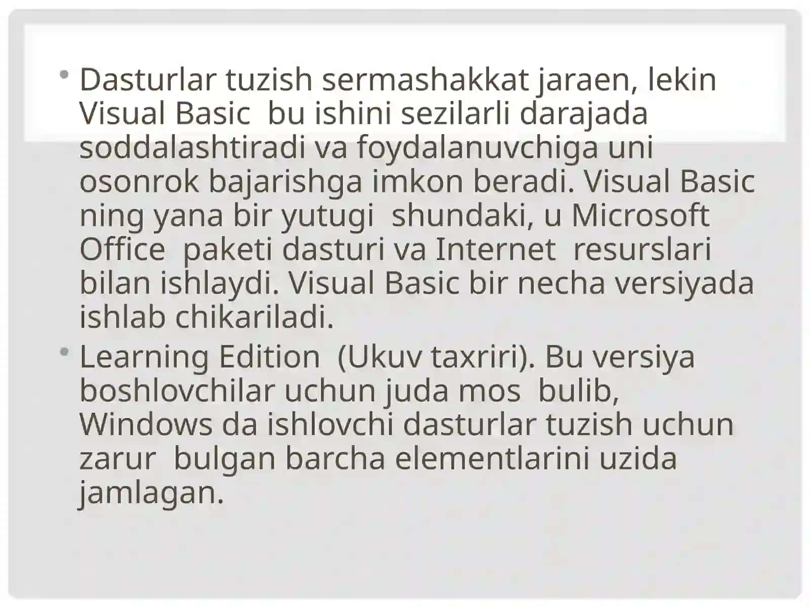Masalalarning algoritmini tuzish va shu algortm asosida visual basic dasturlash tilida dastur tuzish 2
