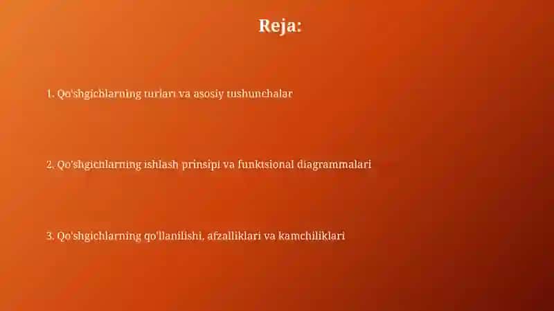 Summatorlarning funksiyanal sxemalari, ishlash prinsipi va qoʻllanilishi 2