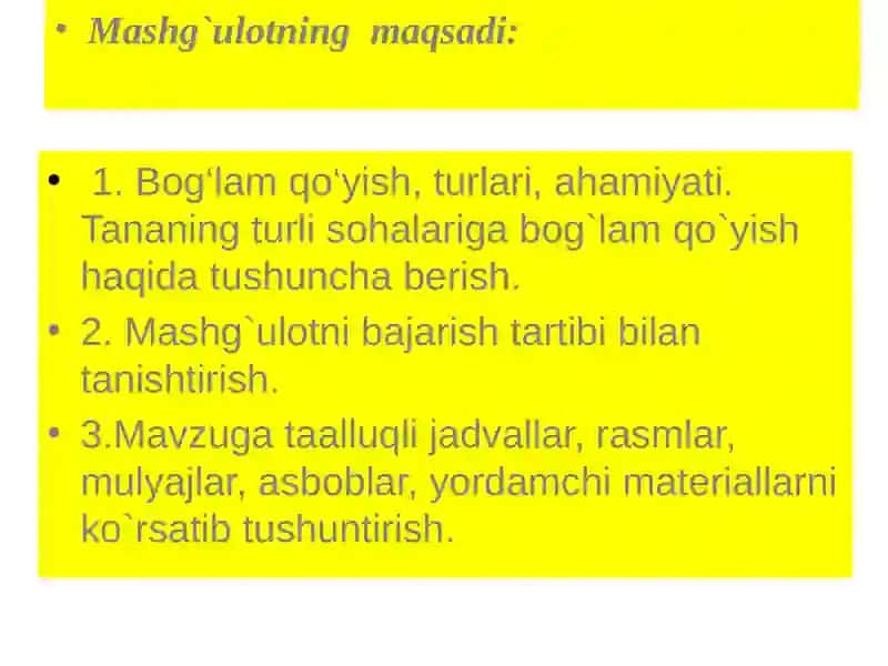 BOG‘LAM   QO‘YISH 2