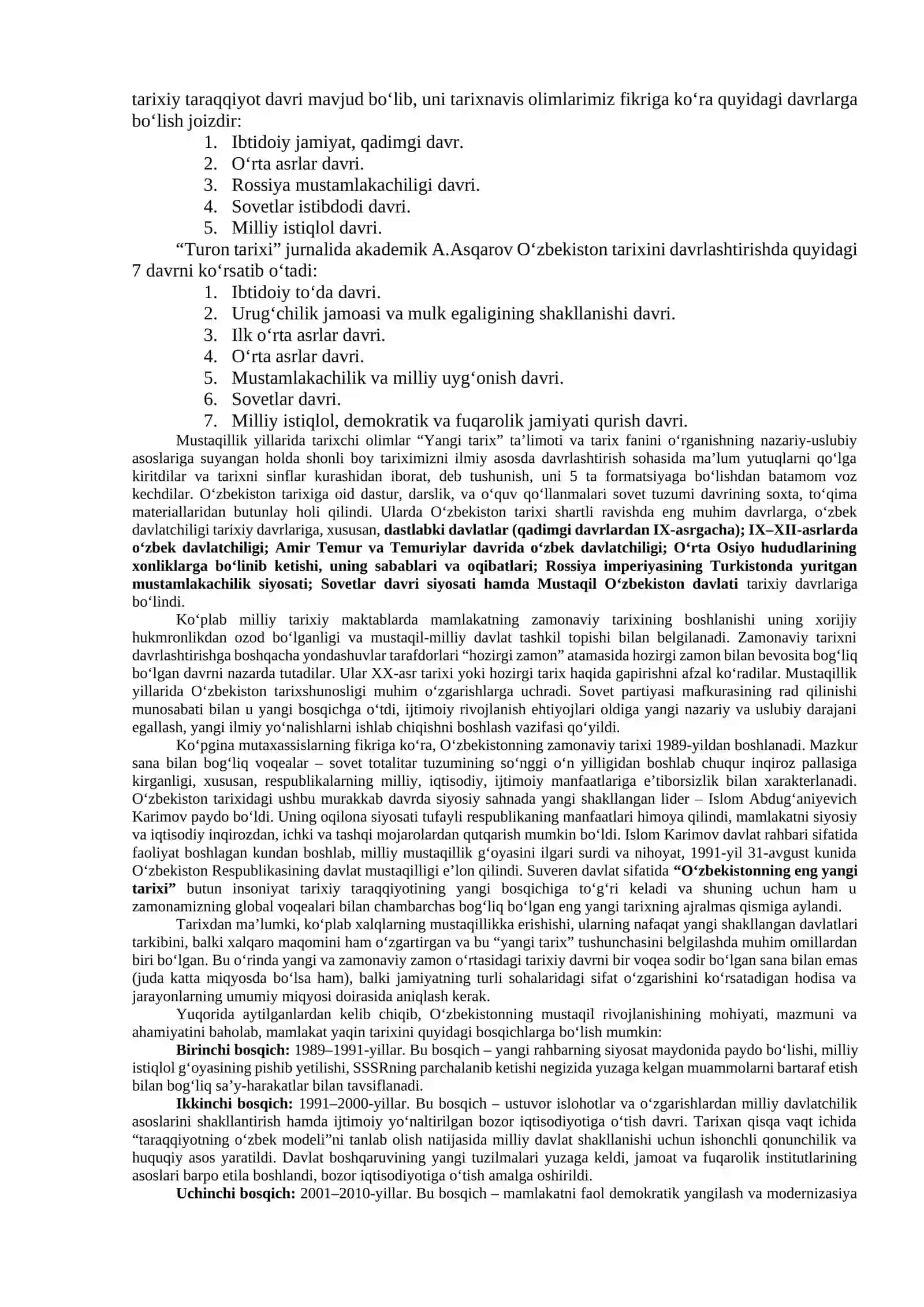 Oʻzbekistonning eng yangi tarixi 2