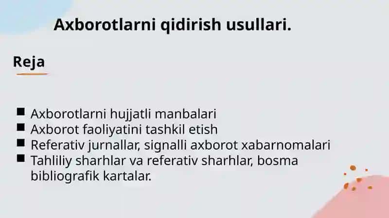 Axborotlar va axborot faoliyati 2