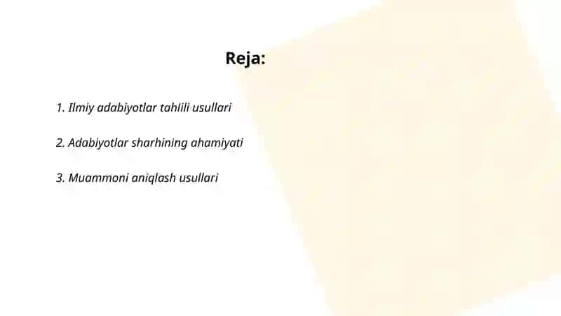 Ilmiy adabiyotlar tahlili usullari 2