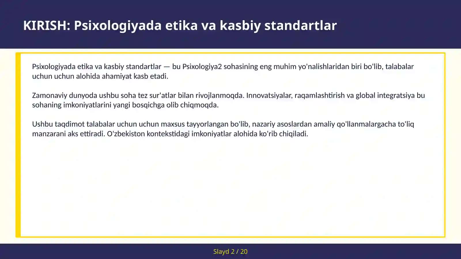 Psixologiyada etika va kasbiy standartlar 2