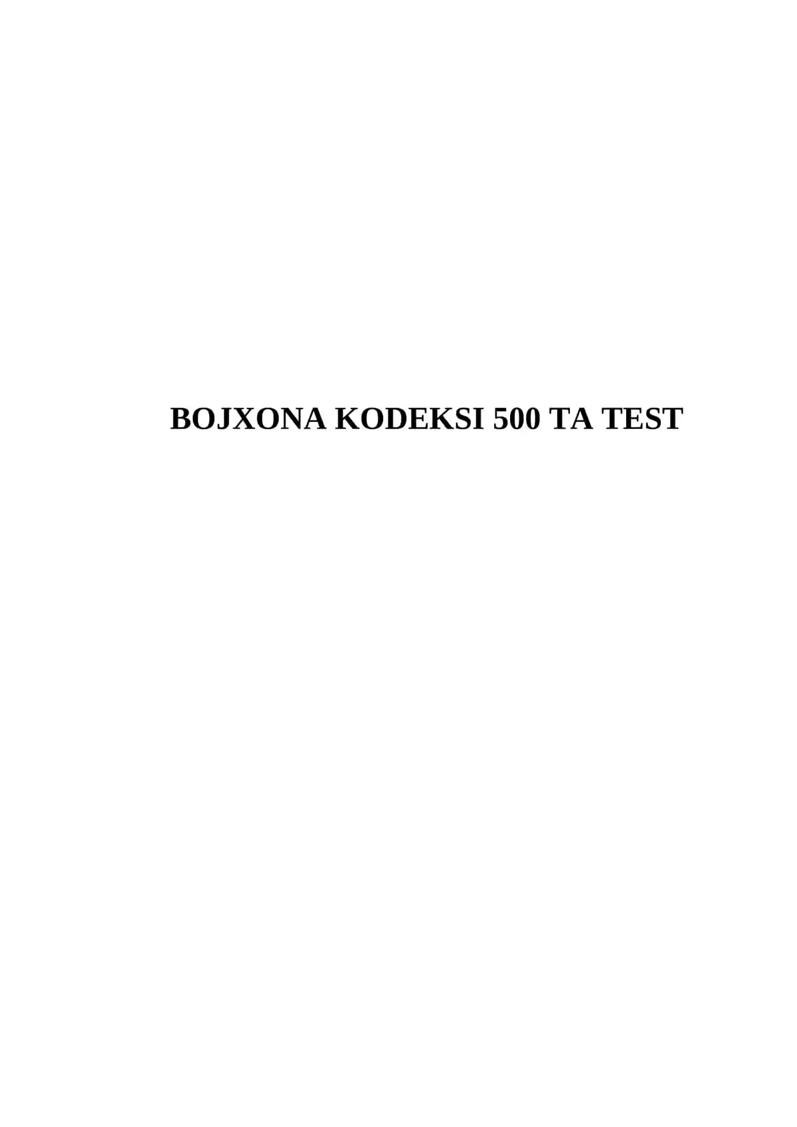 BOJXONA KODEKSI 500 TA TEST 2