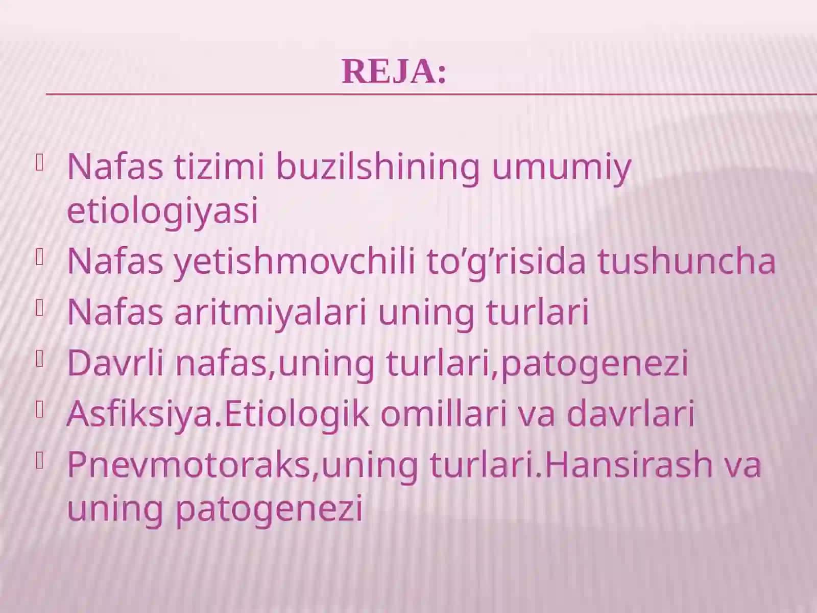 Nafas olish tizimining patofiziologiyasi 2