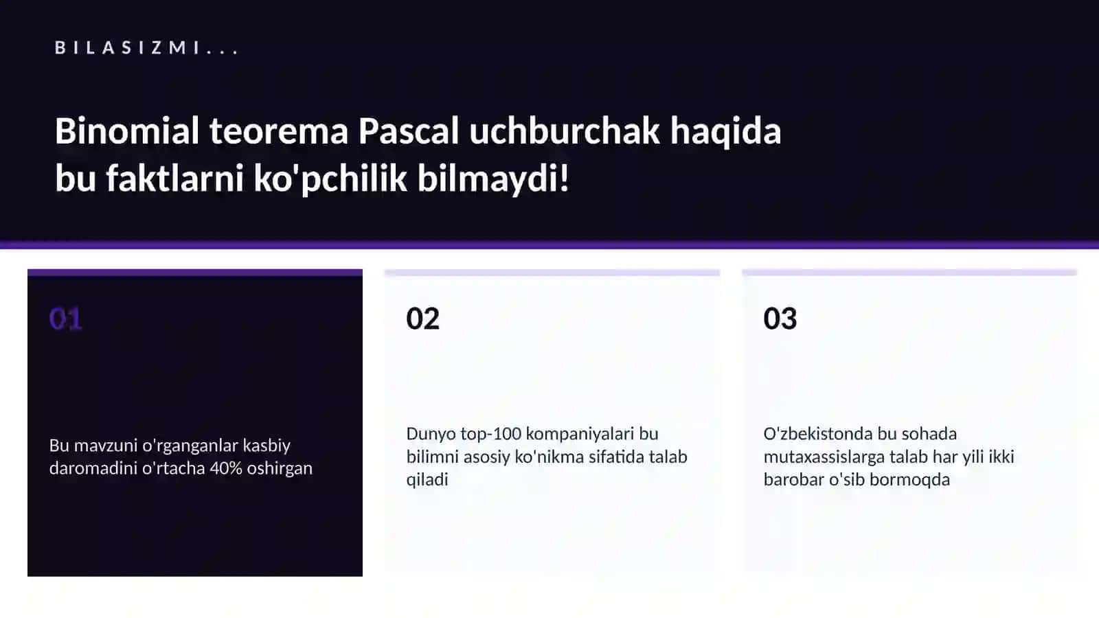 Binomial teorema Pascal uchburchak 2