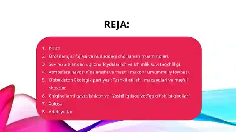 O'zbekistondagi ekologik muammolar va ularning yechimi 2