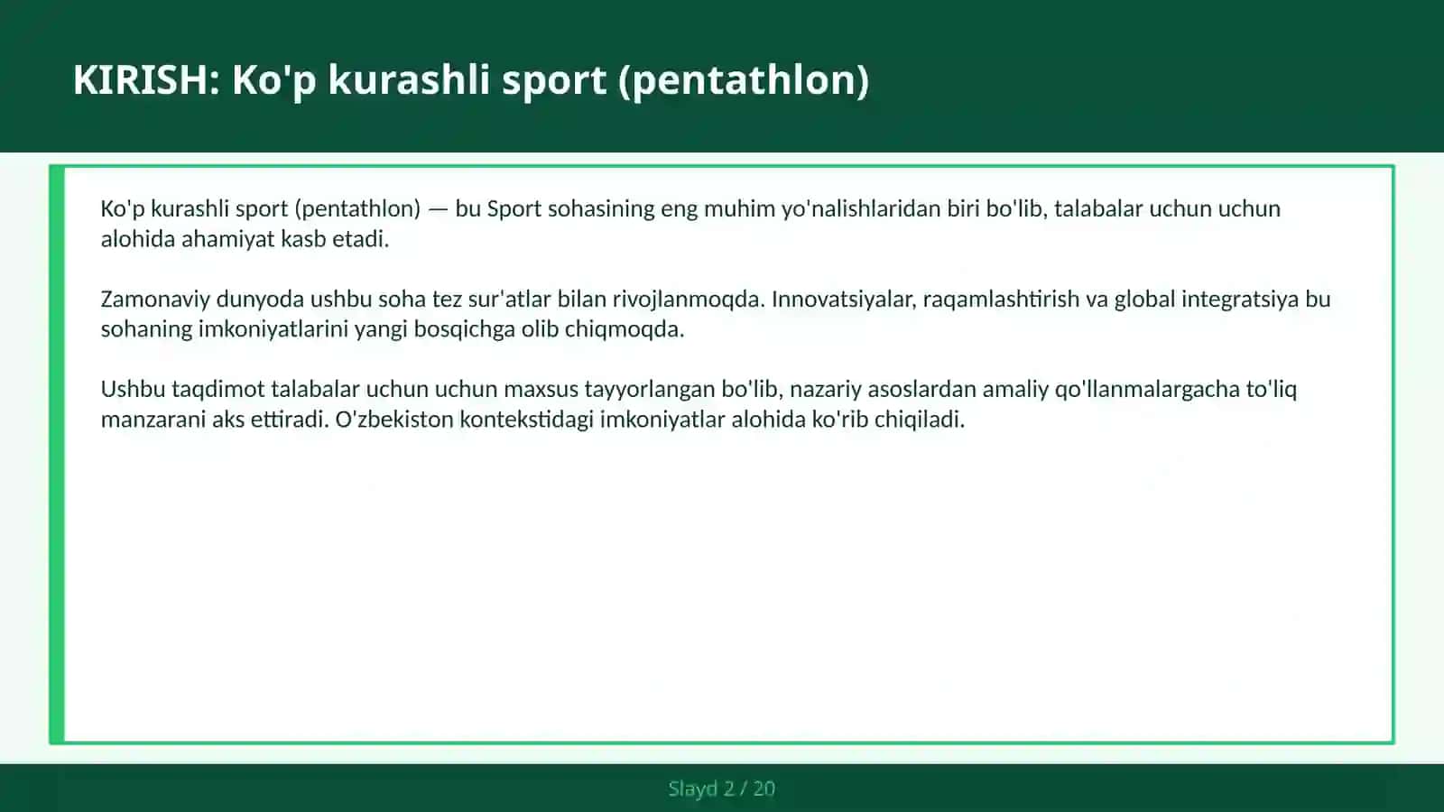 Ko'p kurashli sport (pentathlon) 2