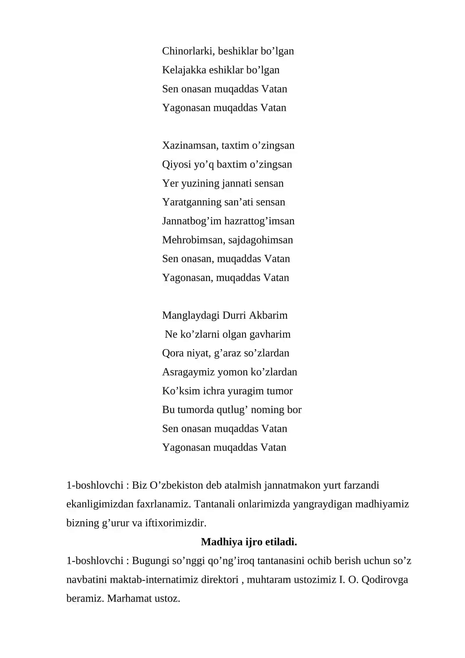 “So’ngi qo’ng’iroq“ tadbiri ssenariysi 2