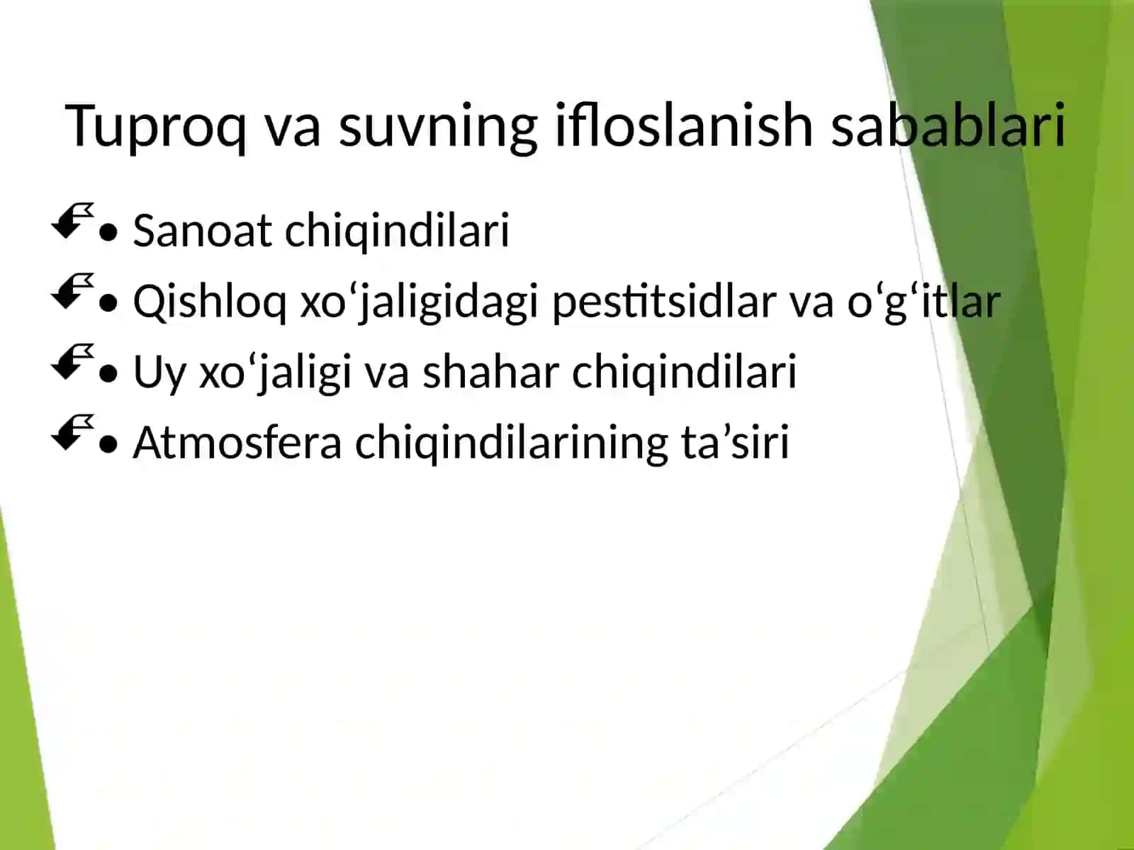 Tuproq va suvning ifloslanish sabablari 2