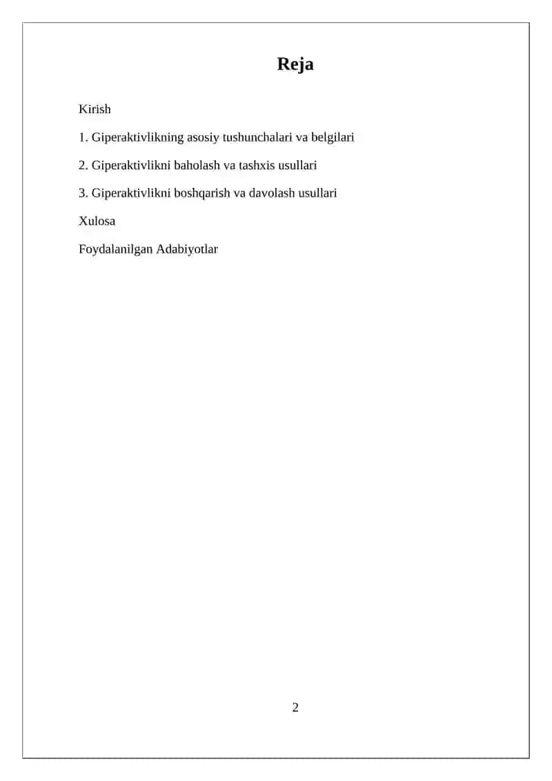 Hyperactivity in Children 2