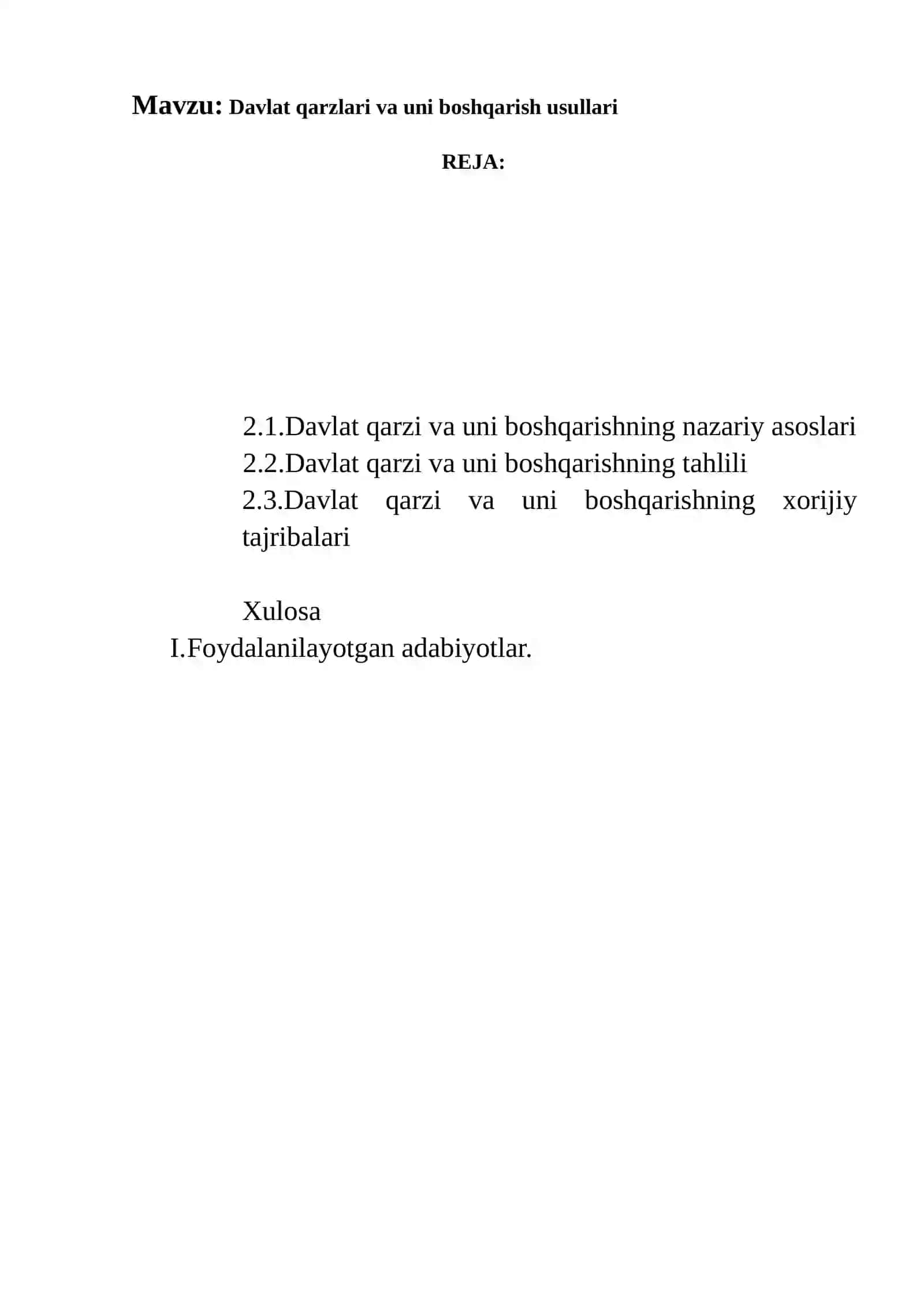 Davlat qarzlari va uni boshqarish usullari 2