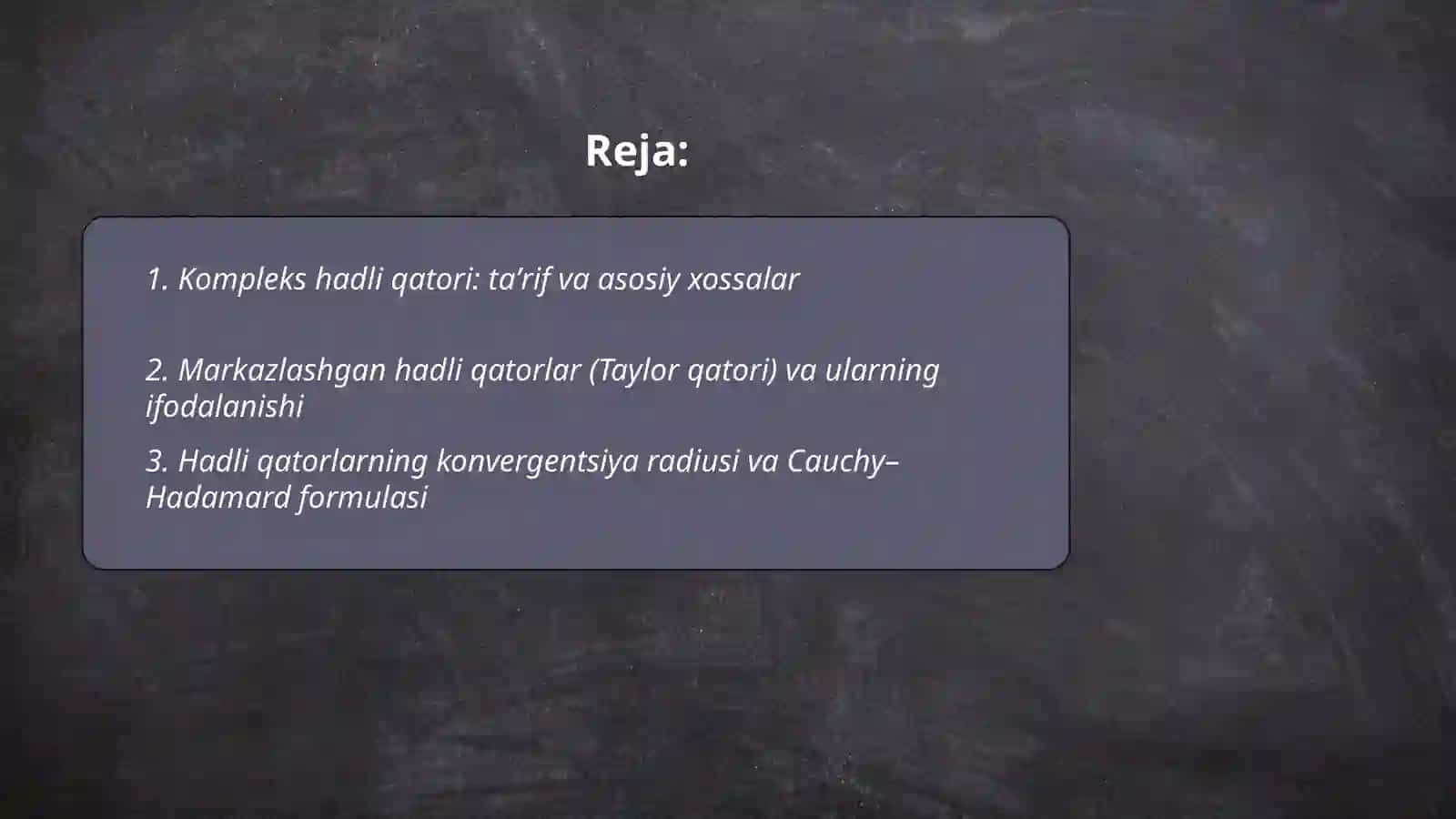 Kompleks hadli qatorlari 2