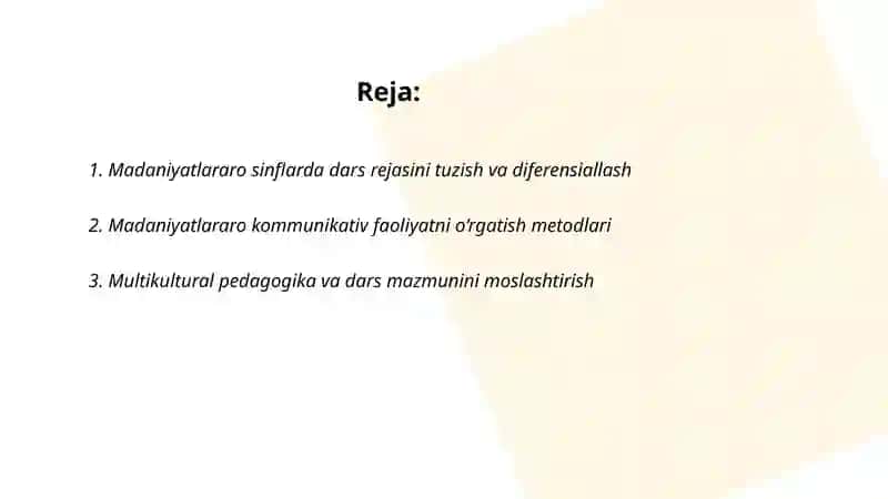 Madaniyatlararo sinflarda darslarni tashkil etish 2