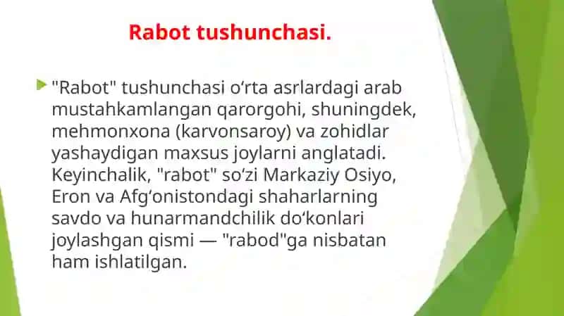 Rabotlar-savdo sanoat shaharchalari. Rabotlar haqida umumiy tushuncha 2