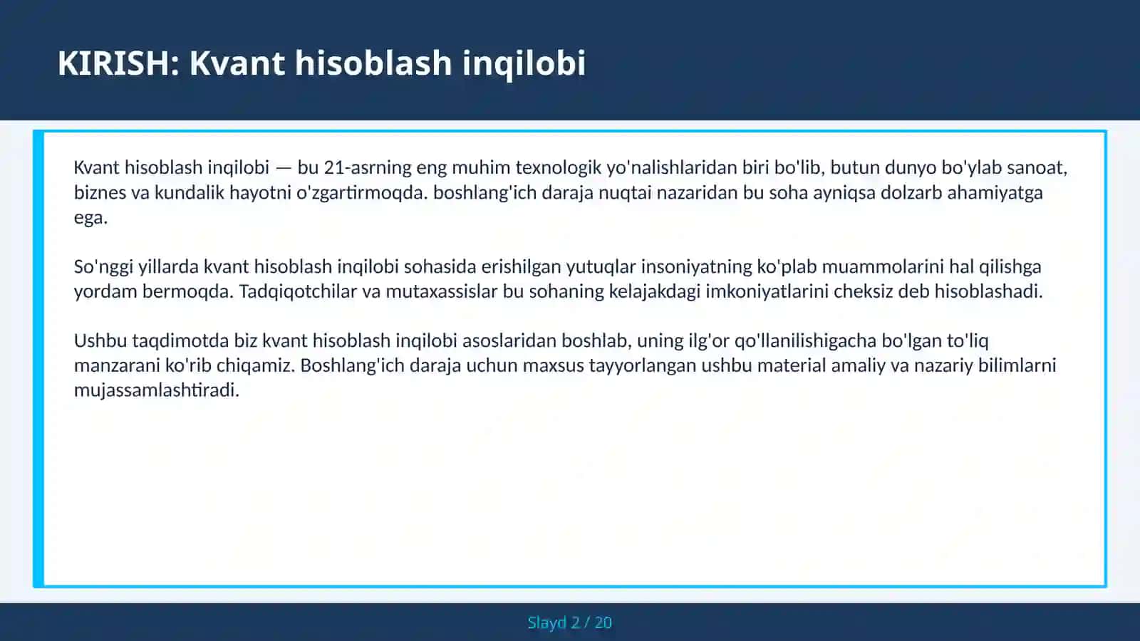 KVANT HISOBLASH INQILOBI 2